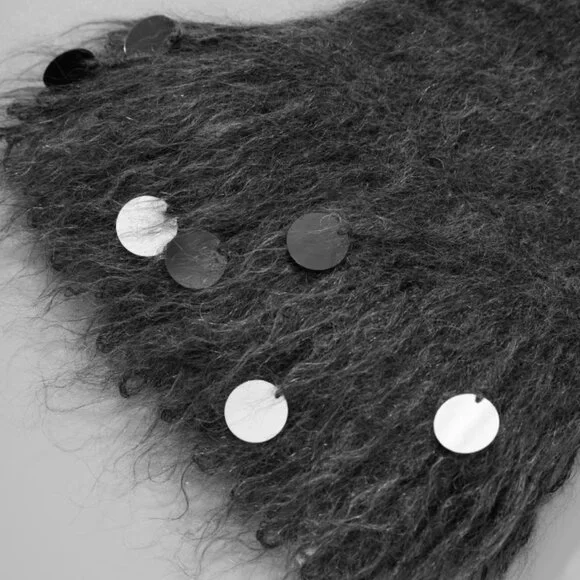 CHICJOC Mohair Wool Yarn cardigan with Hand-made Beaded Sequins - Picture 7 of 10